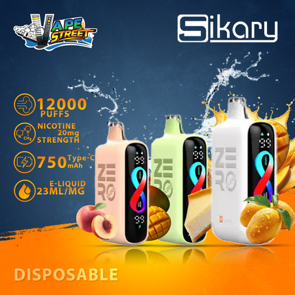 Smokeless Disposable Vape from Sikary Zero Cloud 12K Puffs 20mg