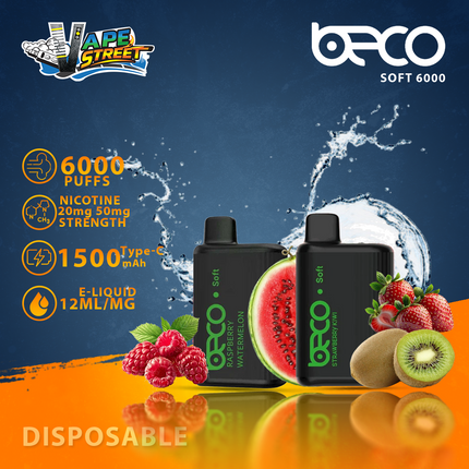 BECO SOFT 6000 Puffs Disposable Vape (Non-Rechargeable)- 20 & 50mg