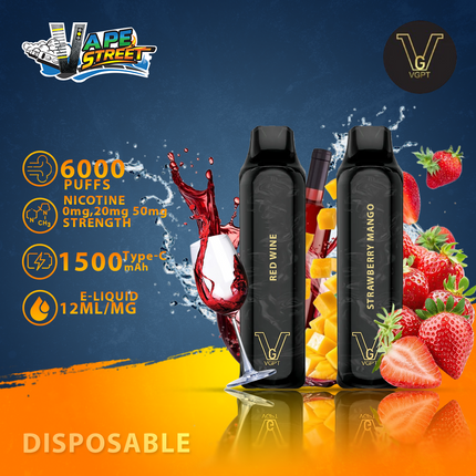 VGPT 6000 PUFFS (0mg, 20mg, 50mg) Disposable Vape Non-Rechargeable