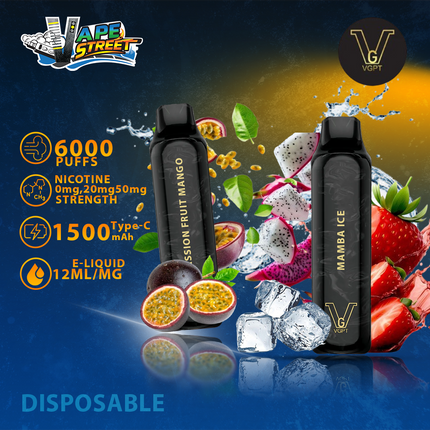 VGPT 6000 PUFFS (0mg, 20mg, 50mg) Disposable Vape Non-Rechargeable