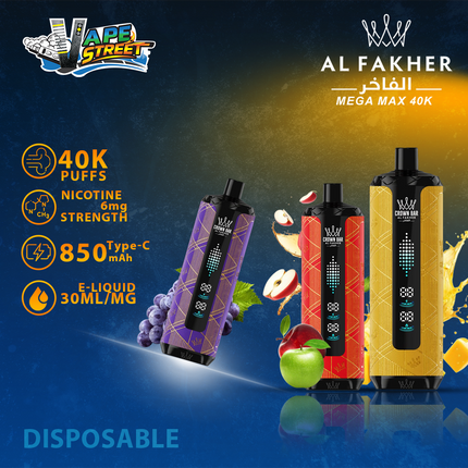 Al Fakher Crown Bar Mega Max 40K Puffs Disposable Vape