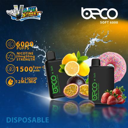 BECO SOFT 6000 Puffs Disposable Vape (Non-Rechargeable)- 20 & 50mg
