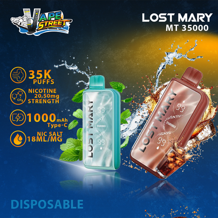 LOST MARY 35K Puffs Disposable Vape MT35000 TURBO 20mg & 50mg
