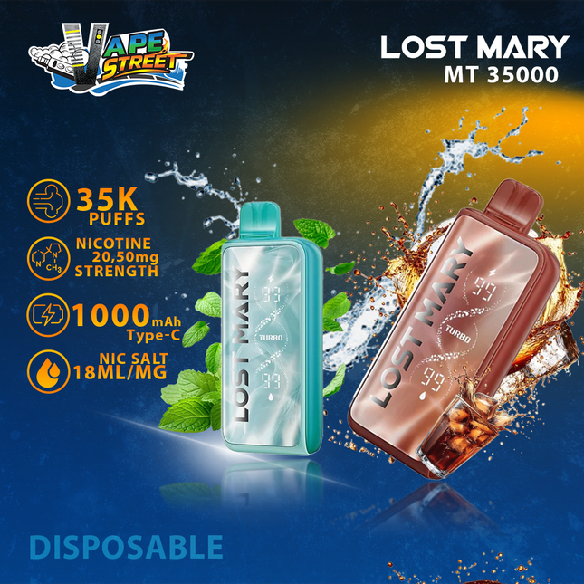 LOST MARY 35K Puffs Disposable Vape MT35000 TURBO 20mg & 50mg